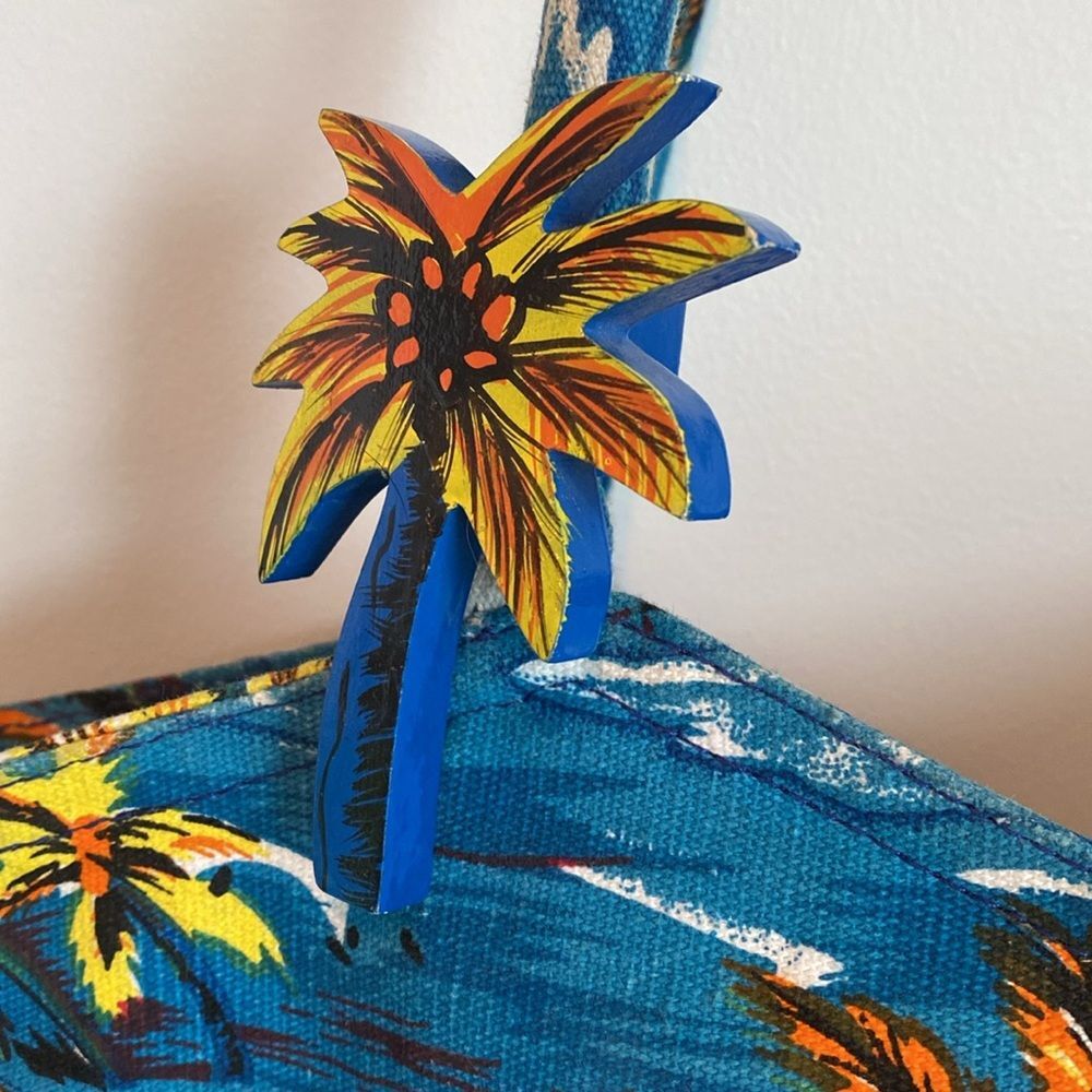Beach Tote Tropical Print sz XL Vacation Zipper Cotton Lined Attached Pouch - Picture 3 of 7